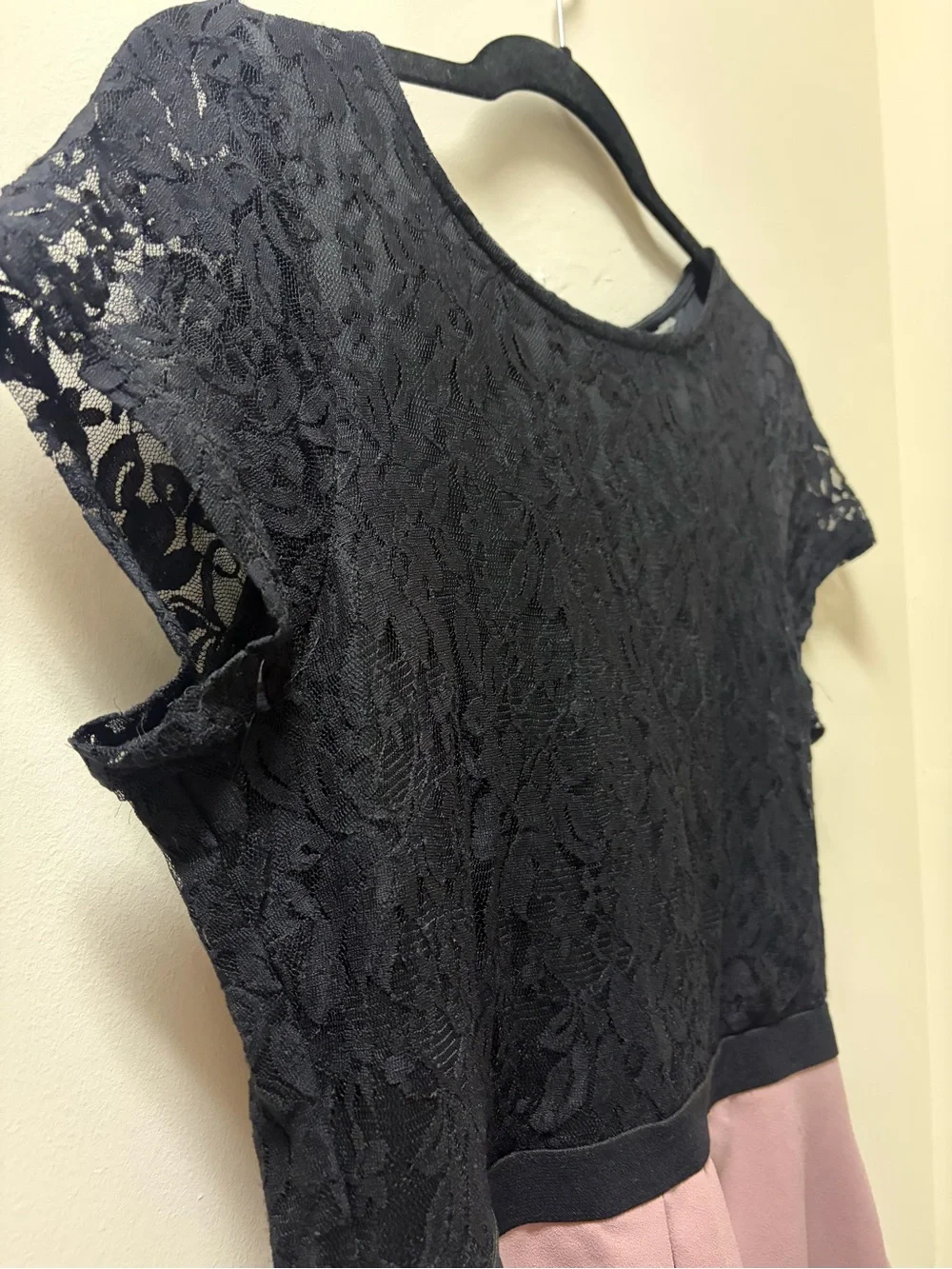 Speechless Black and Dusty Pink Lace Bodice Stripe Dress with Pockets Women’s XL - Picture 3 of 7